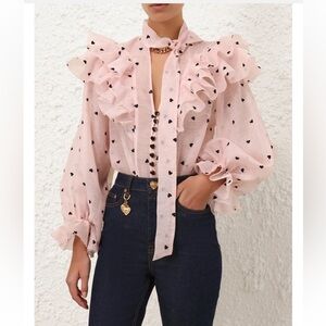 Zimmermann Crush Embroidered Blouse Size1